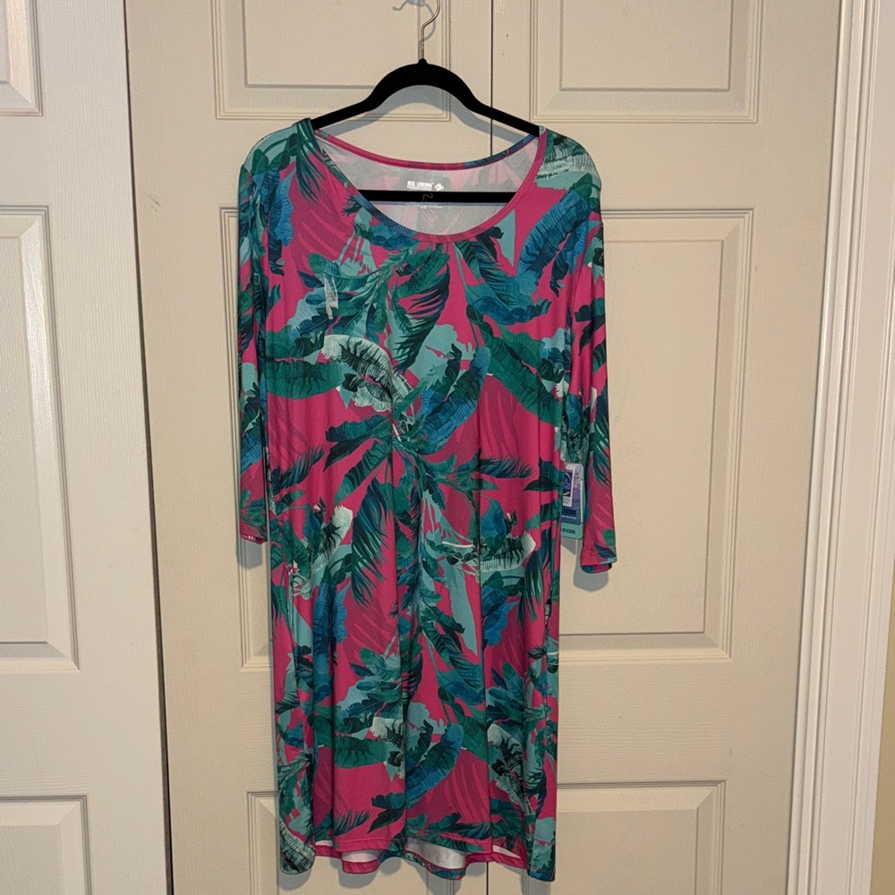 Reel Legends Pink and Green Tropical Dress